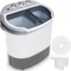 Compact Home Washer & Dryer, 2 in 1 Portable Mini Washing Machine, Twin Tubs, 11lbs. Capacity, 110V, Spin Cycle w/Hose, Tra 1