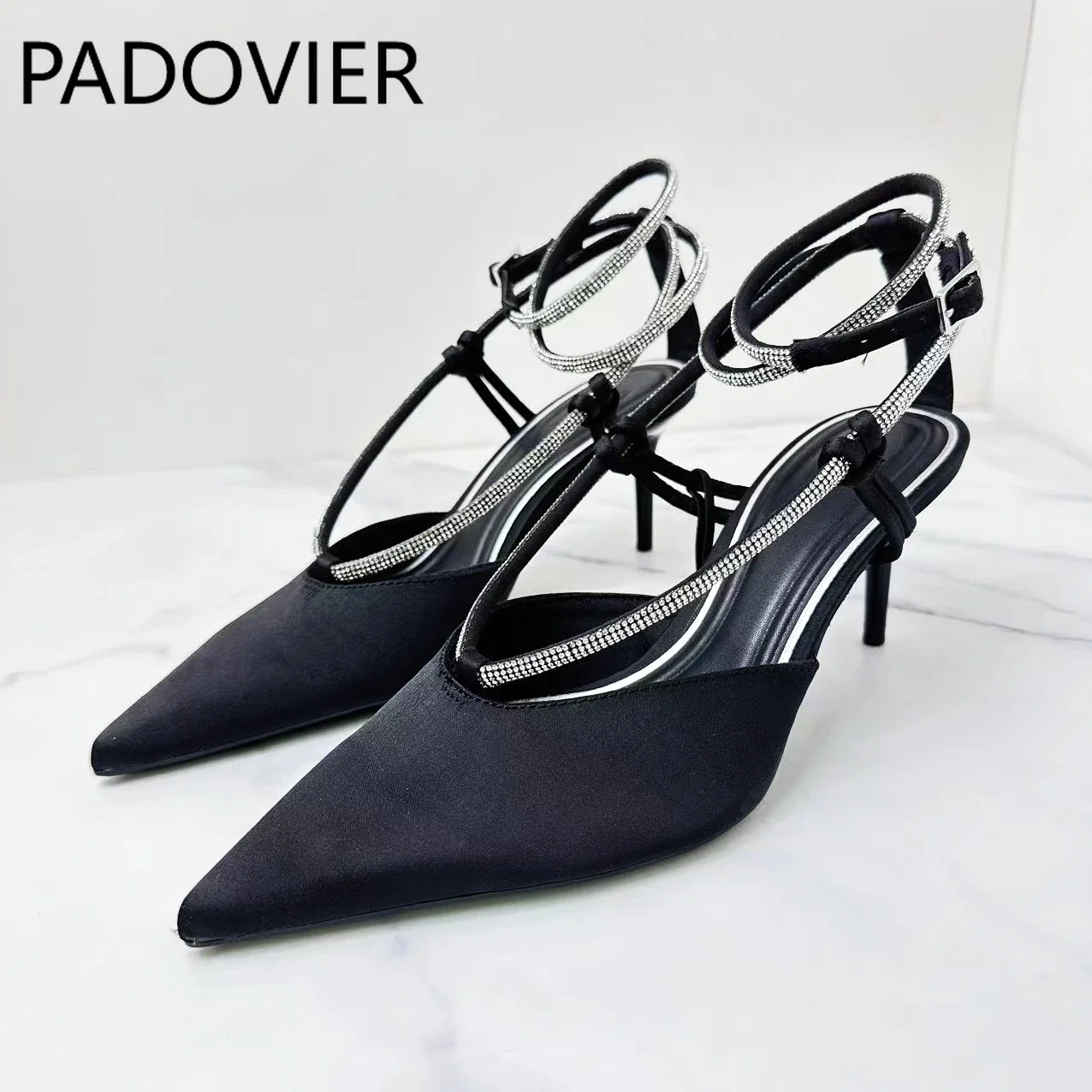 

2024 New Fashion Joker Pointed Stilettos With Bright Drawstring Heels