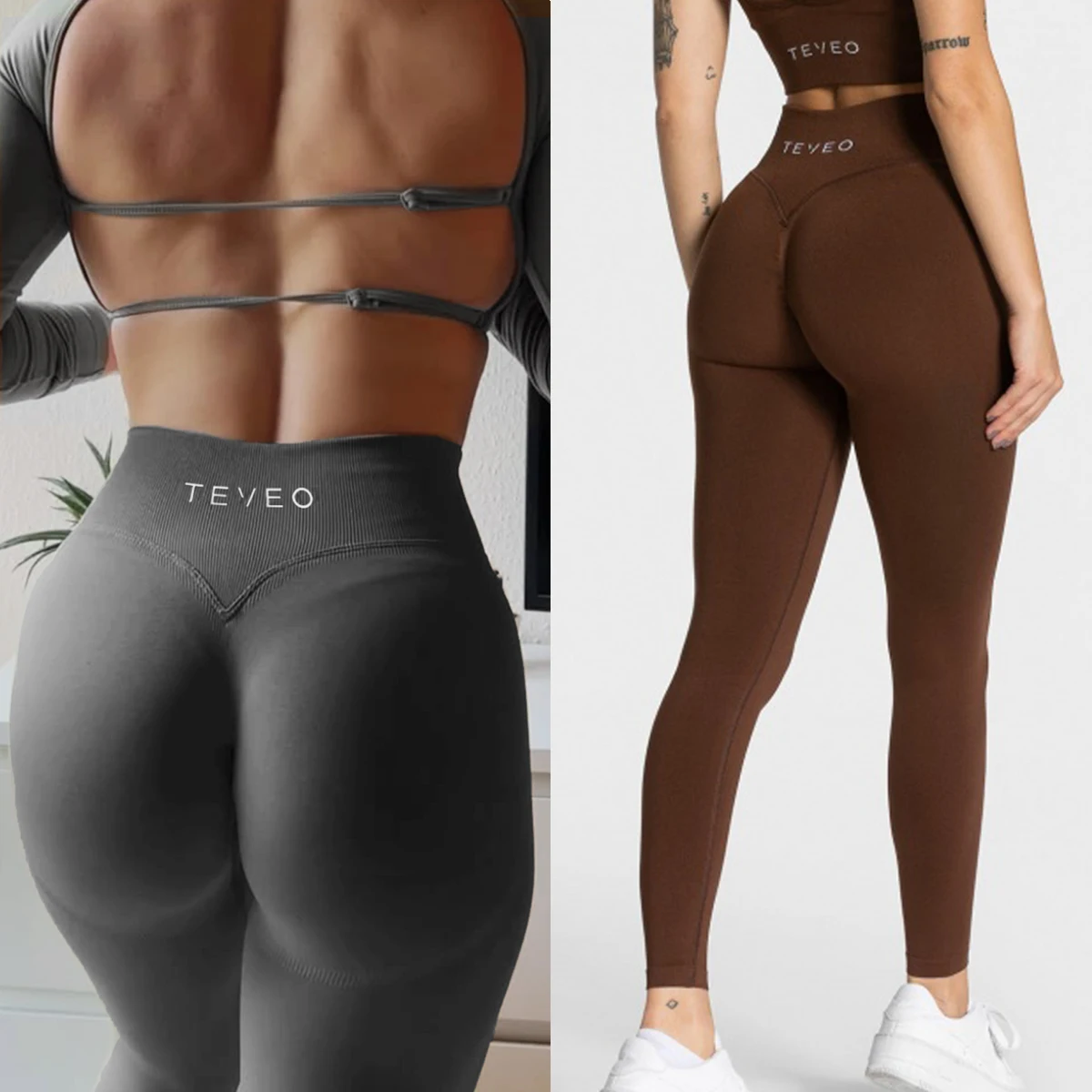 Women Seamless Yoga Pants High Stretch Ribbed Fitness Gym Leggings