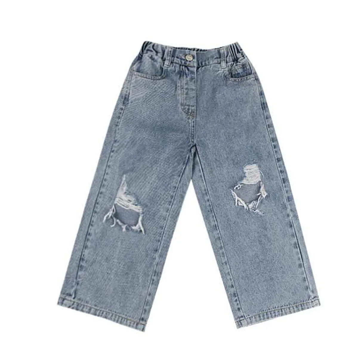 

Girls' Jeans Personality Ripped Wide-Leg Trousers Sspring New Baby Clothes