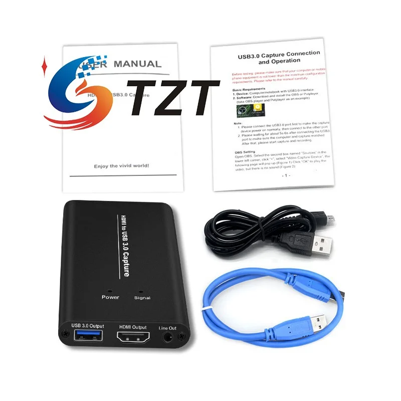 

TZT HV-HCA07 HDMI to USB 3.0 4K Video Card HDMI Video Card Live Streaming Accessory Supports Microphone