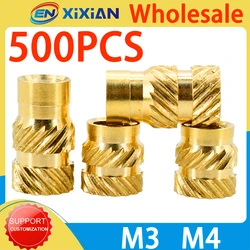 Bulk Pack of 500 Brass Knurled Threaded Inserts - M4(OD7mm) (Length 8mm)