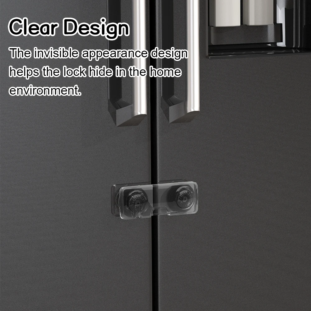 Baby Safety French Transparent Fridge Lock Childproof Double Door Refrigerator Freezer Lock Cupboard Lock 2 Pack SAFELON
