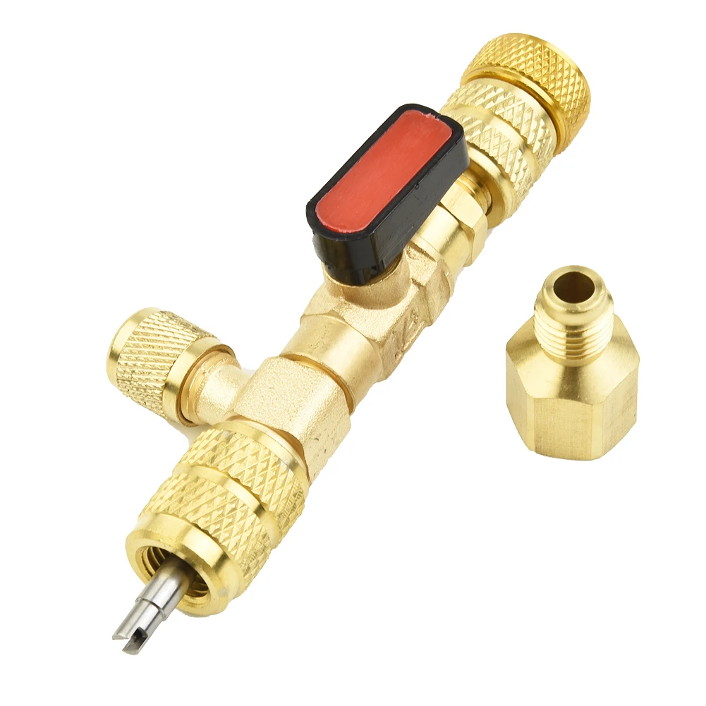

Valve Core Remover Installer Tool, R410A R22 AC Schrader-Valve Core Remover, Dual Size 1/4" & 5/16" Port HVAC Valve Core Removal