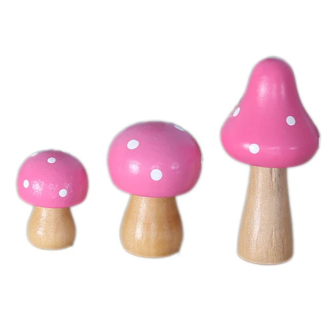 Mini Gomba Kerti Dekorációk Tartozékok Szilárd Fa Kézművesség Diy Zamatos Növényi Díszek Otthoni Iroda Dekoráció - Image 2