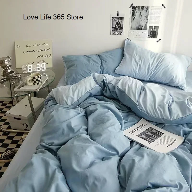 

Minimalist Style Black Solid Color Bedding Set Girls Boys Double Size Flat Sheet Duvet Cover Pillowcase Bed Linen Home Textile