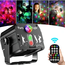 

Christmas Party DJ Disco Ball Lights LED RGB Patterns Laser Projector Light Sound Activated Strobe Stage Light For Kids Birthday