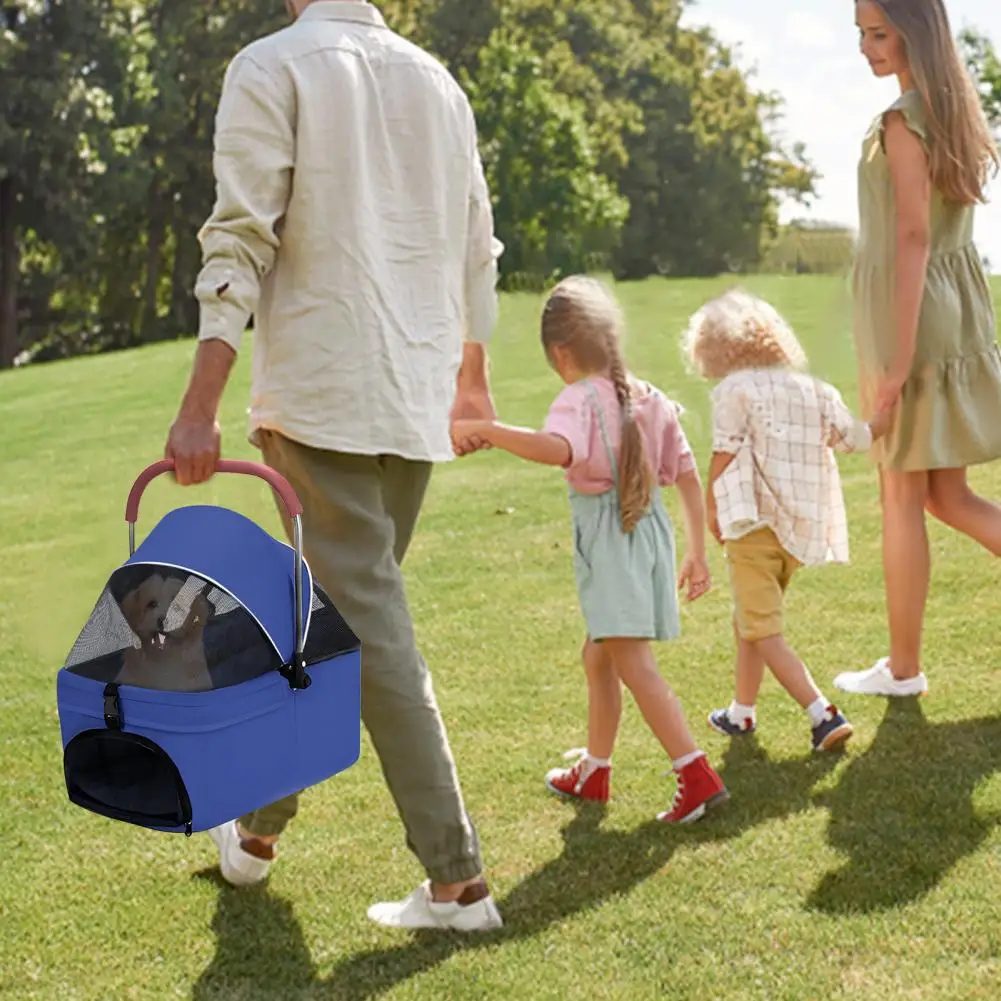 2 in 1 Stroller Dog Box Transport Foldable Cat Stroller, 360&deg; Wear-resistant Rubber Wheels, with Storage Basket