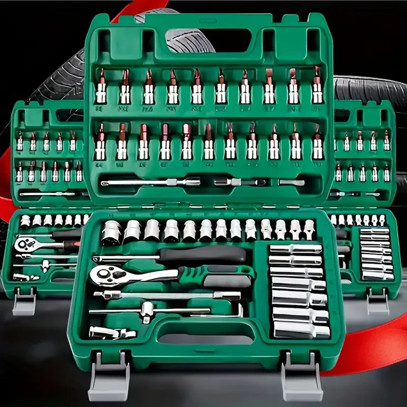 53-teiliges Steckschlüssel-Set mit 1/4-Zoll-Antrieb und umkehrbarem Ratschen-Bit-Steckschlüsselsatz mit 72 Zähnen, Werkzeuge aus Chrom-Vanadium-Stahl