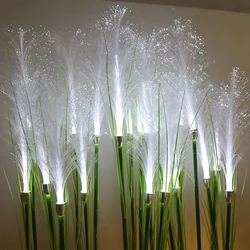 Solar - Powered Bulrush Flower Garden Path Lights - Outdoor Waterproof Fiber Optic Landscape Illumination - 4pcs (White Light)