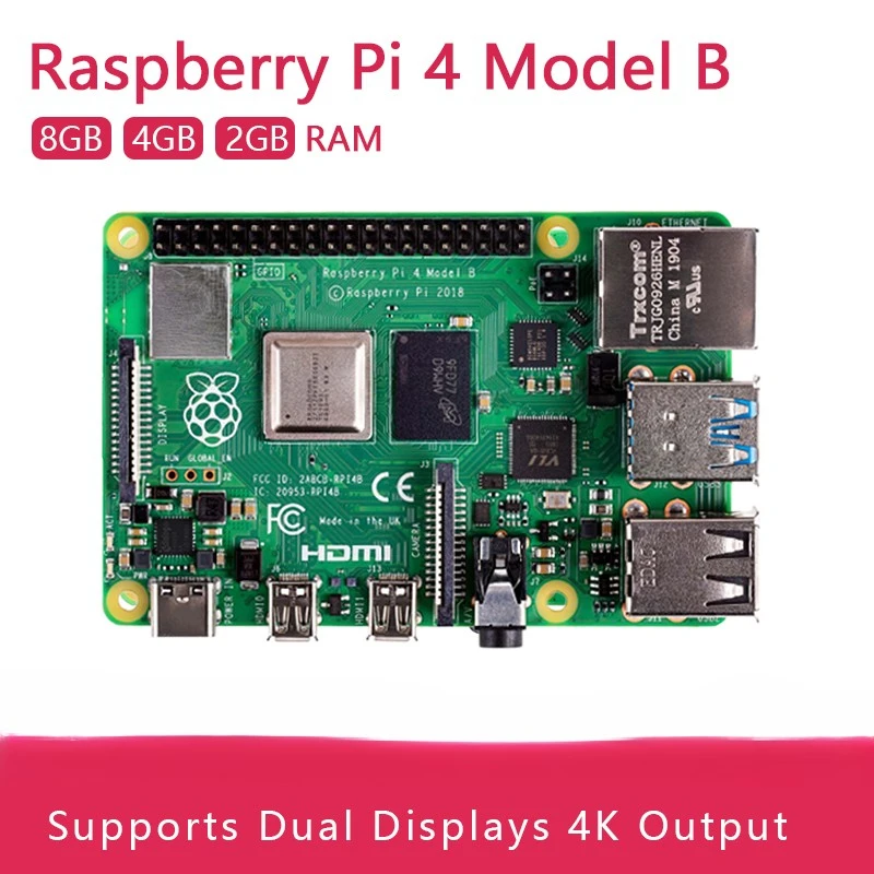 

Original Raspberry 4 Model B 4b Ram 2gb 4gb 8gb Core 1.5ghz 4k Micro Hdmi-compatible 4b 3 Faster Than 3b+