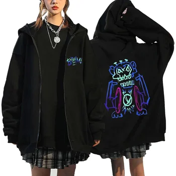 Arcane Jinx Boom Aesthetic Hoodie Men Women Game Lover Long Sleeve Zip Up Sweatshirt Cartoon Kawaii Zipper Harajuku Sweatwear