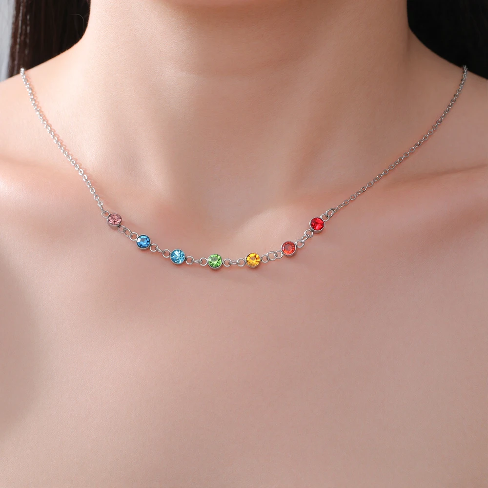 Dawapara Regenbogen Sieben Chakren Kristall Heilung Halskette Chakra Schutz Kristalle Halsband Spirale Charm Edelstahl Schmuck – Detail 5