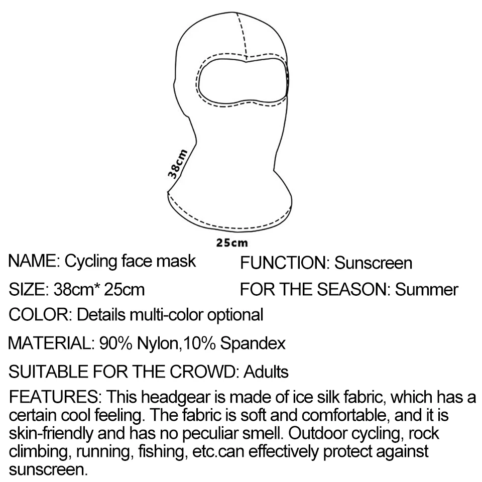 Outdoor Cycling Sunscreen Face Mask Sun Protection Anti-UV Ice Silk Balaclava Breathable Comfortable Quick-drying He