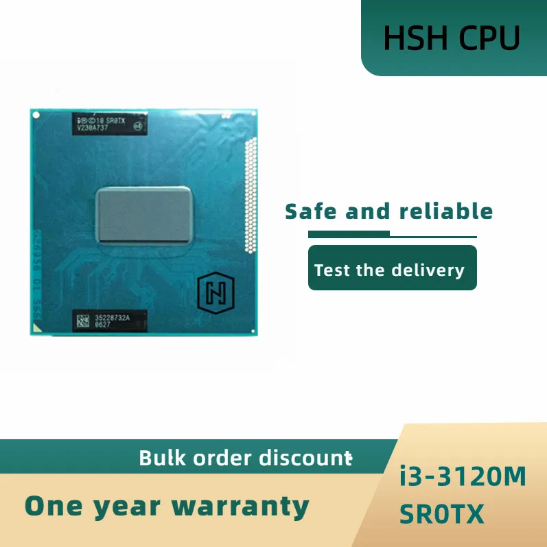 

Intel Core i3-3120M i3 3120M SR0TX 2.5 GHz Used Dual-Core Quad-Thread CPU Processor 3M 35W Socket G2 / rPGA988B
