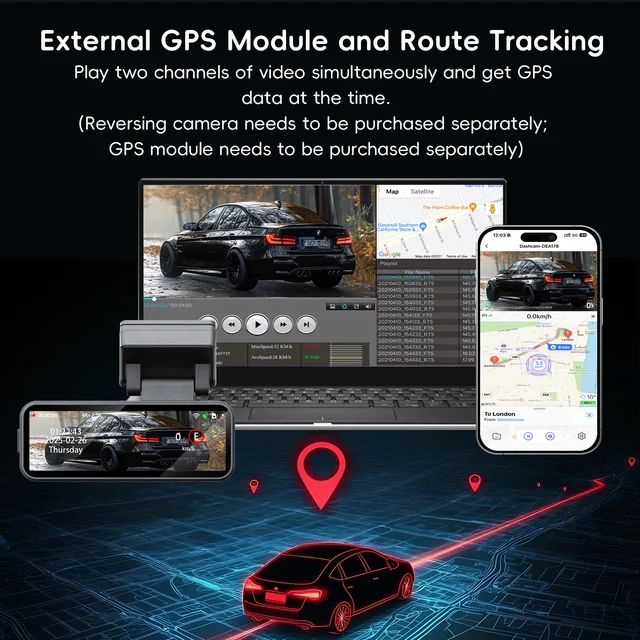 Plinader Dash Cam 4K Ultra HD Lens Car Dashboard Camera Built-in GPS Wifi & APP Control 24H parking monitoring Loop recording 5
