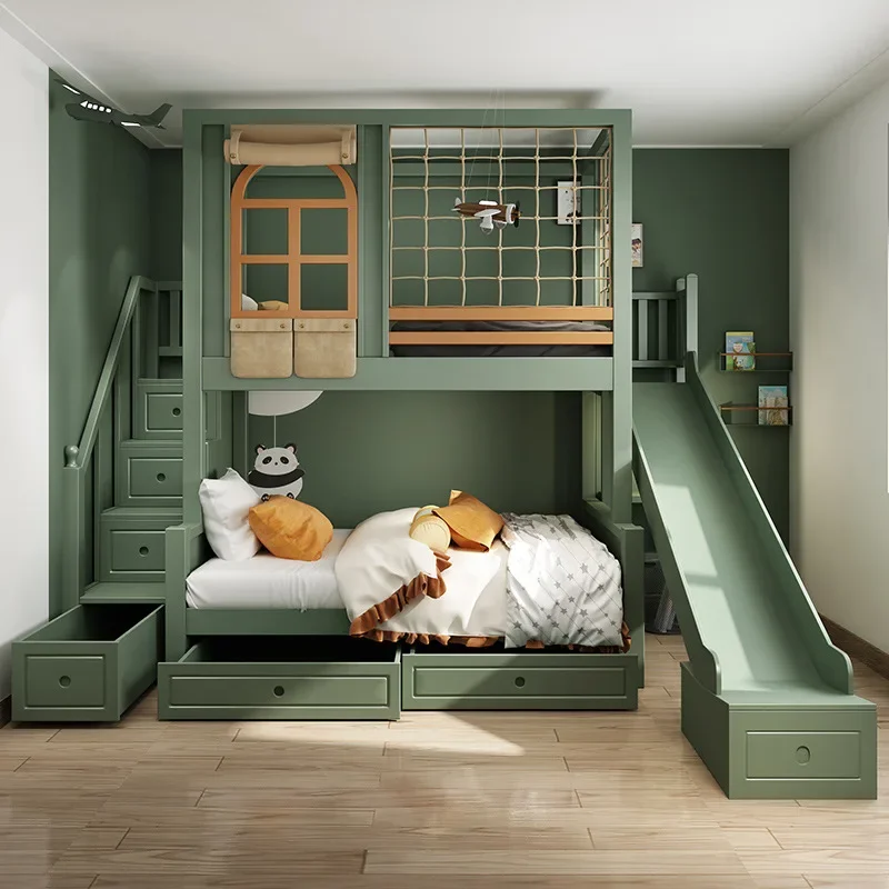 Solid Wood Castle Princess Bedroom Furniture Children Beds Girl Bunk Kids Bed Set Furniture with Slide 3
