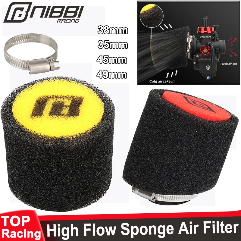 NIBBI Foam Air Filter Sponge Cleaner 35mm 45mm 49mm Air Filter Car Racing Moped Scooter Dirt Pit Bike Motorcycle Accessories air filter cleaner motocross air filter air filter motorcycle air filter