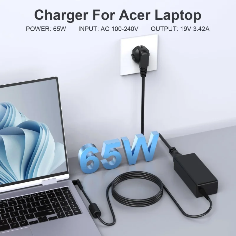 ラップトップ電源アダプター充電器、19v、3.42a、65w、acer