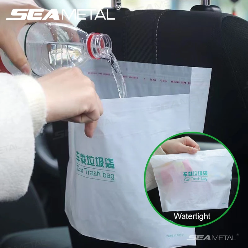 SEAMETAL Disposable Garbage Bags Waterproof Traceless Self-Adhesive Trash Bag Rubbish Storage Bag for Car/Home/Office/Kitchen