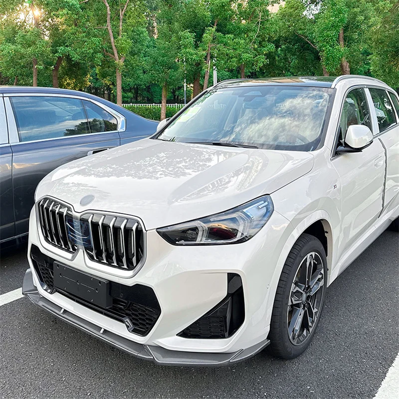 Gloss Black For BMW X1 U11 M Sport + Under Front Bumper Chin Lip Lower Splitter Spoiler Diffuser Kits Protector ABS