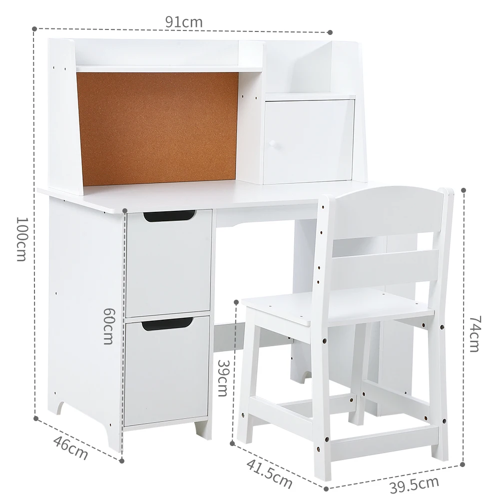 Kids Desk and Chair Set Wooden Study Table with Storage Shelf, Children School Learning Desk Set, Writing Table for Ages 3-8 4