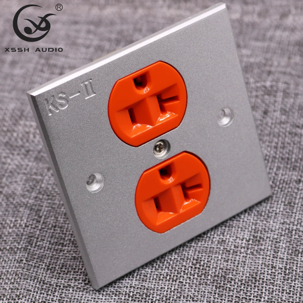 XSSH 2*US KS-II # Power Connector Hi-end DIY HIFI Copper Plated 24k Gold 20amp 20A 125V Aluminium Plate Electric Outlet Socket