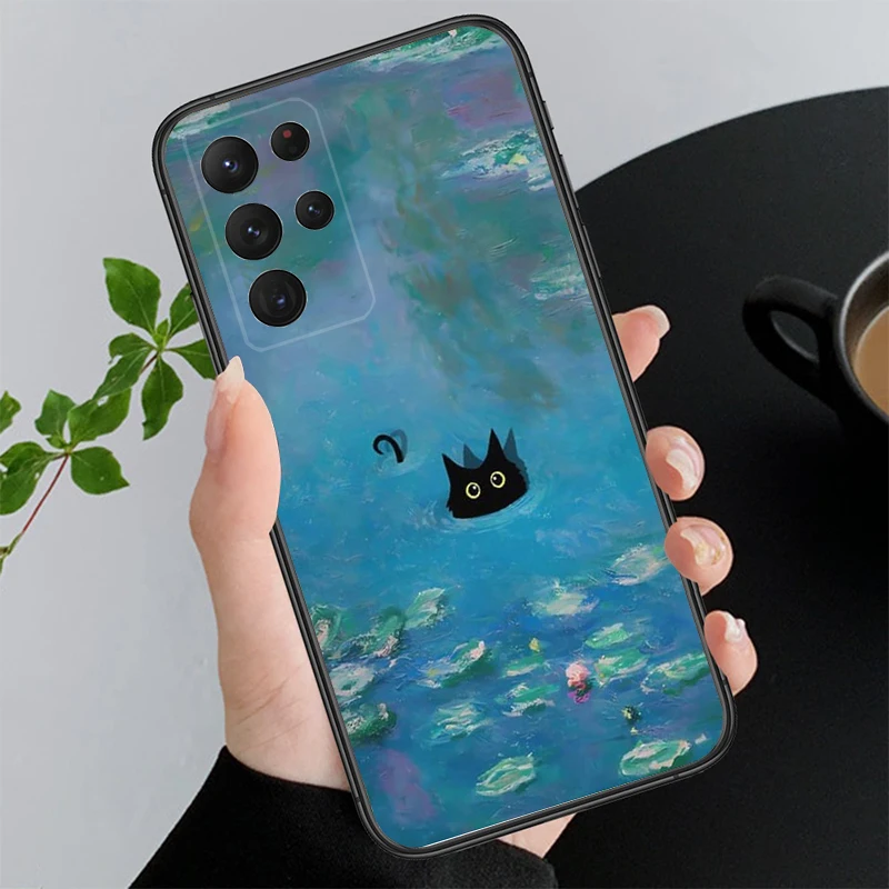 thumbnail image 1 of Funda de teléfono con diseño de gato Van Gogh con pintura al óleo retro para Samsung Galaxy A52S A04S A21S A33 A23 A13 A14 A32 A52 A53 A54 A51 A71 M51, 1 of 5