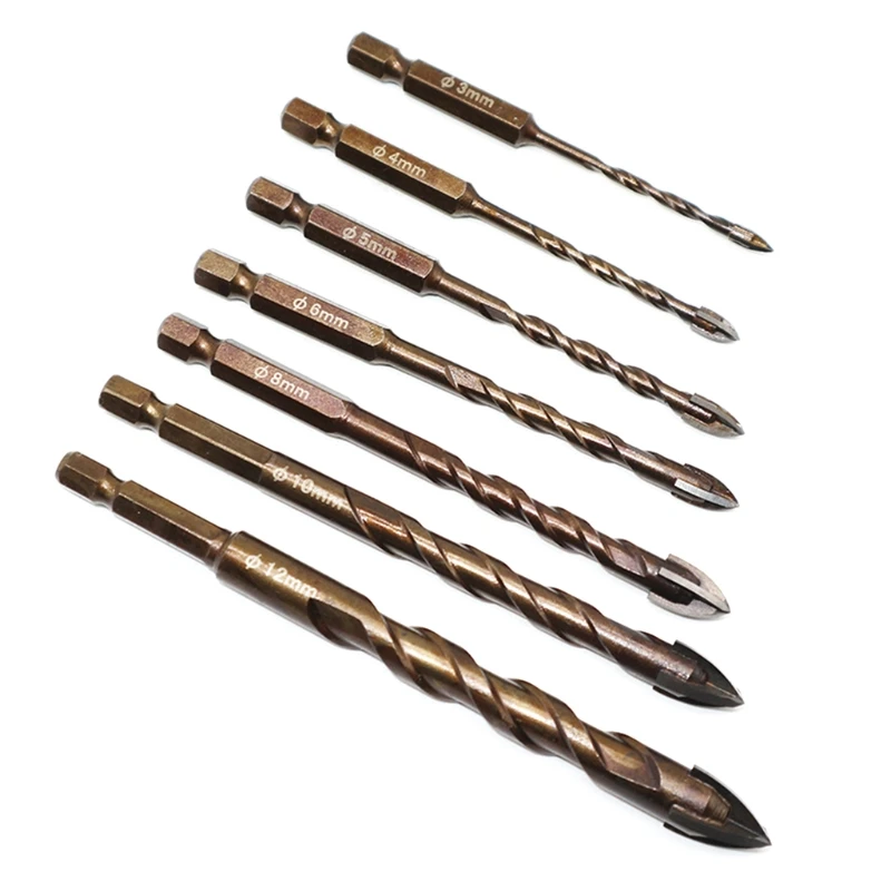 Durable Titanium plated Drilling Bits Hexagonal Handle Cross Ceramic