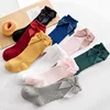 1 Pair Girls Solid Socks With Bows 100% Cotton Baby Children Sock Soft Toddlers Long Socks Kids Princess Knee High Socken 0-7yrs 2