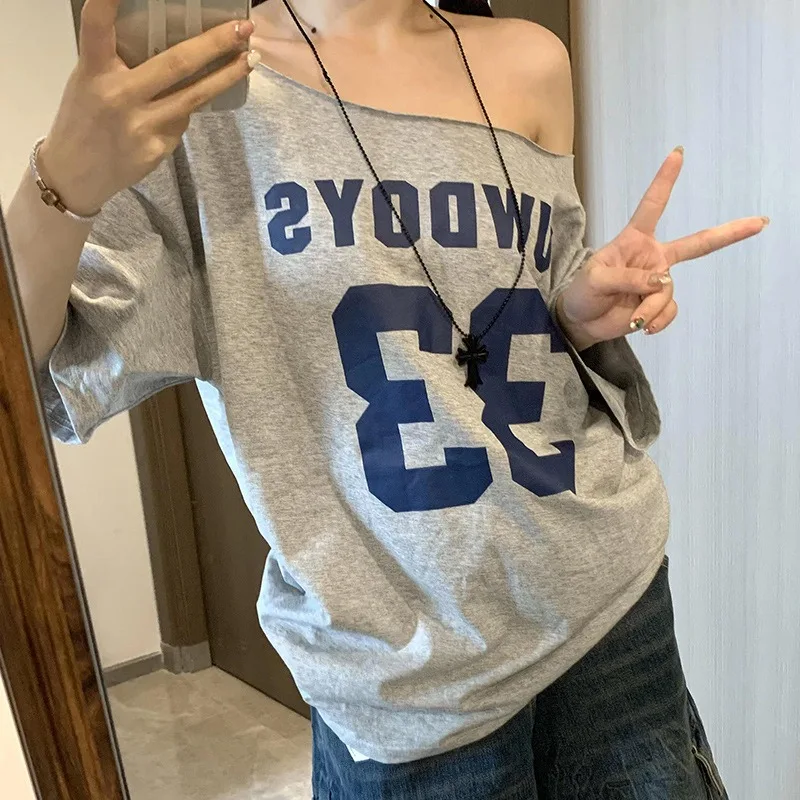 Neues Damen Off-Shoulder Kurzarm Casual T-Shirt Sommer Slim Fit Top Mädchen Frauen Oberbekleidung Basis-Layer Damen Casual Strand T-Shirt