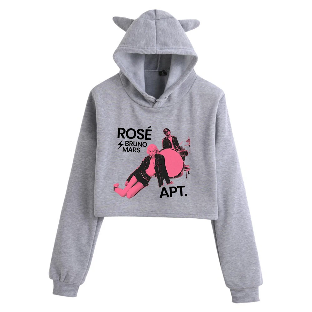 Rose Rosie APT. Bruno Mars Cat Ears Long Sleeve Crop Tops Girls Fashion Hoodie 3