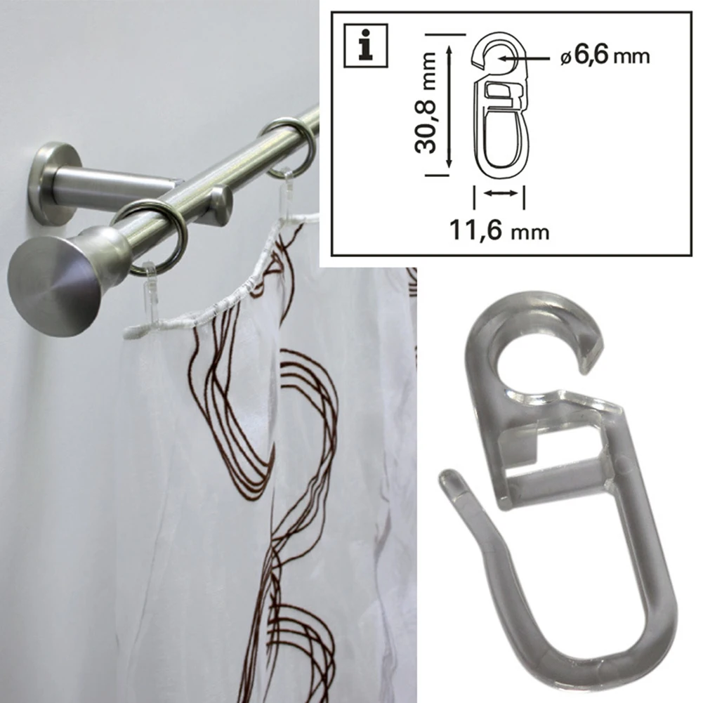 Curtain Hooks 50 Pcs Folding Hook Eyelet 9mm Plastic Window Treatments Curtain Accessories