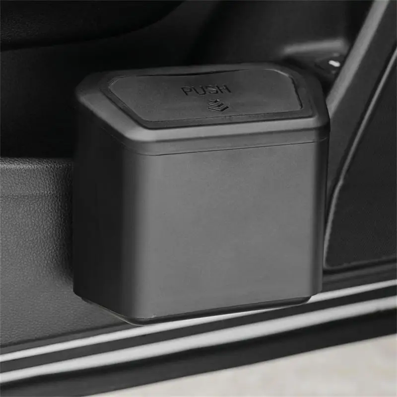 Car Trash Bin Hanging Vehicle Garbage Dust Case Storage Box Plastic Pressing Square Trash Can Type Auto Car Supplies