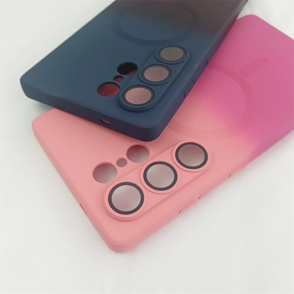 Luxury Silicone Gradient Case with Lens Protection and Magnetic Bumper Cover