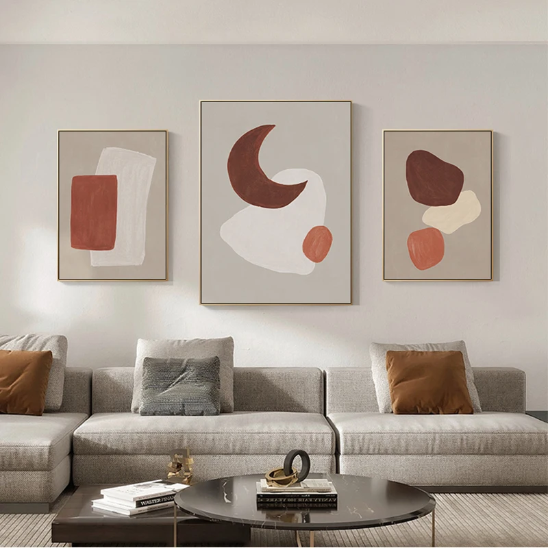 

Modern Abstract Painting, Morandi Living Room Moon Geometric Poster, Decorative Painting Nordic Ins Abstract Sofa Background Wal