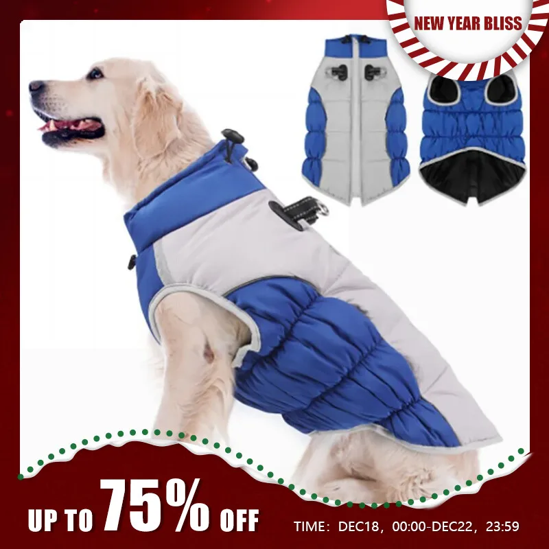 Abrigos de clima frío para perros con arnés incorporado, impermeable, a prueba de viento, chaqueta de nieve para perros, ropa con cremallera