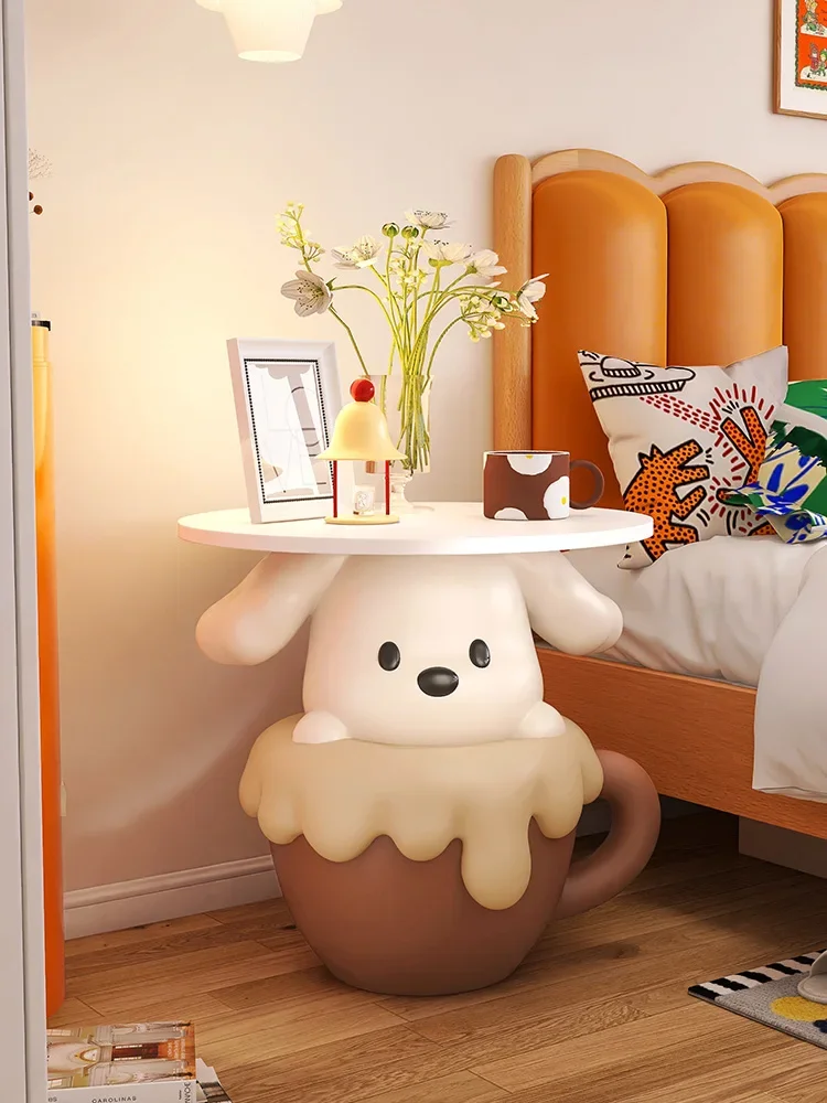Cartoon Bedside Table Tea Cup Puppy Side Table Storage Stand Living Room Children Bedroom Sofa TV next to Floor Ornaments