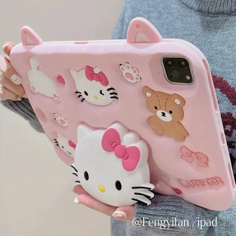 

Sanrio Hello Kitty Ipad Protective Case Pro11 Apple Protective Case Holder Air4/5 3D Mini6 Silicone 10.2 10Th Generation