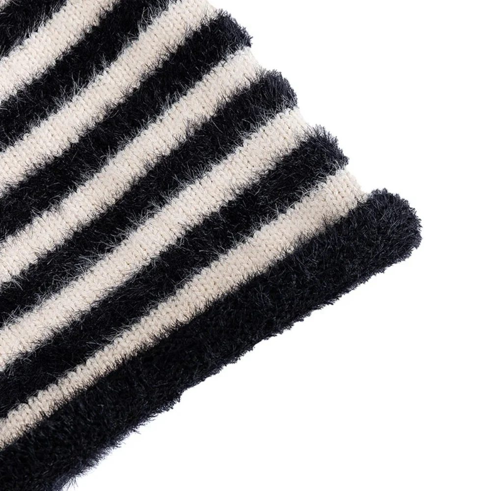 Heißer Verkauf Mode Frau Slouchy Beanie Casual Streifen Design Y2K Winter Hüte Für Frauen – Detail 13