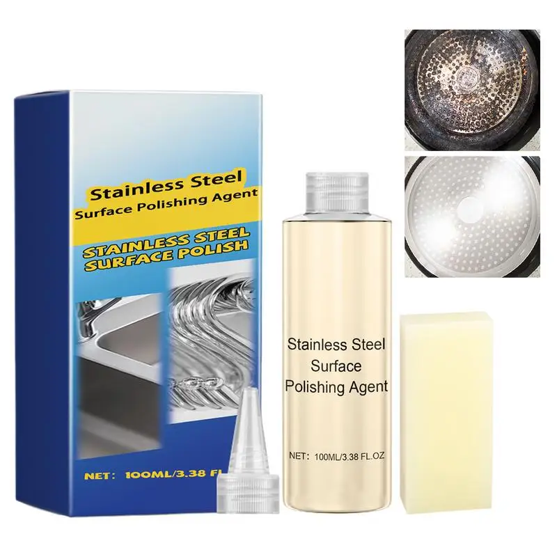 Stainless Steel Surfaces Polisher 100ml Metal Surfaces Cleaner Polish Metal Polish Cleaner Liquid for Sink
