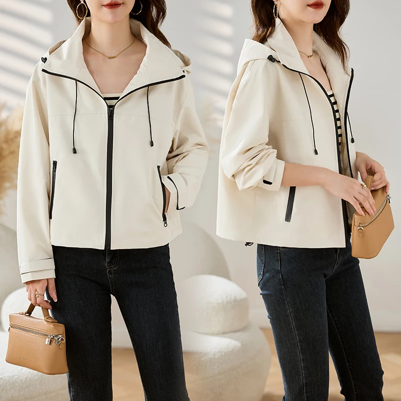 Women's sports 2024 autumn hooded windbreaker outdoor assault jacket top_voghion.com