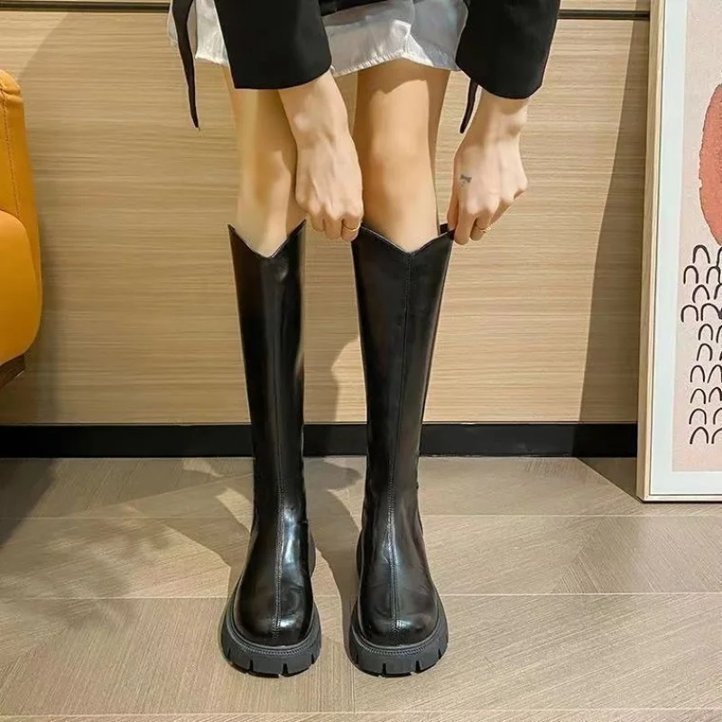 Real Soft Leather Boots 2025 Autumn And Winter New Knight Boots Height Increasing And Slimming Boots Thick Soled High Boots Long