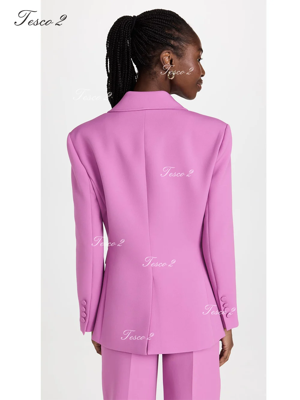 2 Pieces Single Button Peak Lapel  Women Suit Slim Long Wide Leg Pants Suit For Women For Wedding Party Suit