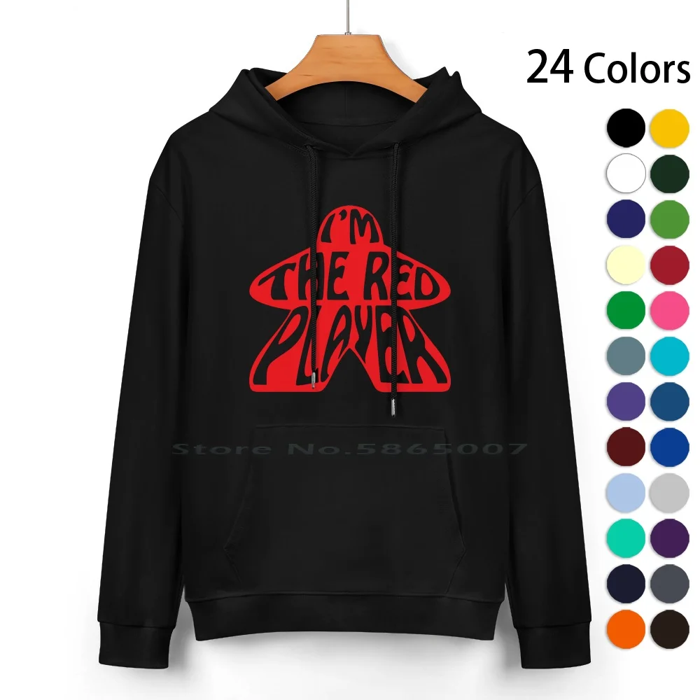 

I'm The Red Player Meeple Board Game Design Pure Cotton Hoodie Sweater 24 Colors Red Meeple Board Game Player Gamer Tabletop