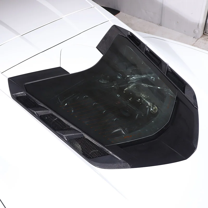 Real Carbon Fiber Car Rear Glass Engine Hood Air Outlet Cover Trim Sticker For Chevrolet Corvette C8 Stingray Z51 Z06 2020-2023