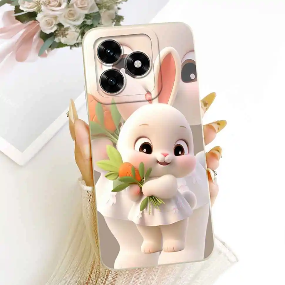 Cute Rabbit Cartoon Silicone Phone Case, Soft Protective Cover