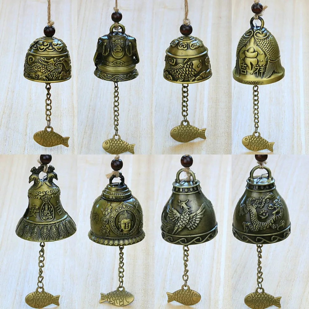 Wind Bell Wind Chimes Wind Chime Wall Hanging Pendant Auspicious Wind Chime Handmade Pendant Dragon and Fish Patterned Temple Wind Bell Retro Decoration Wall Hanging Bell