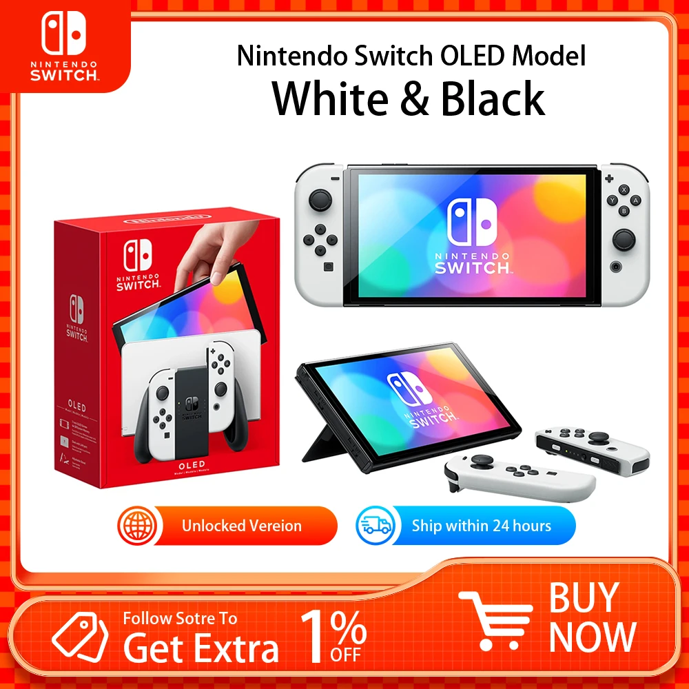 Nintendo Switch OLED Model Game Console White and Neon Set 64GB