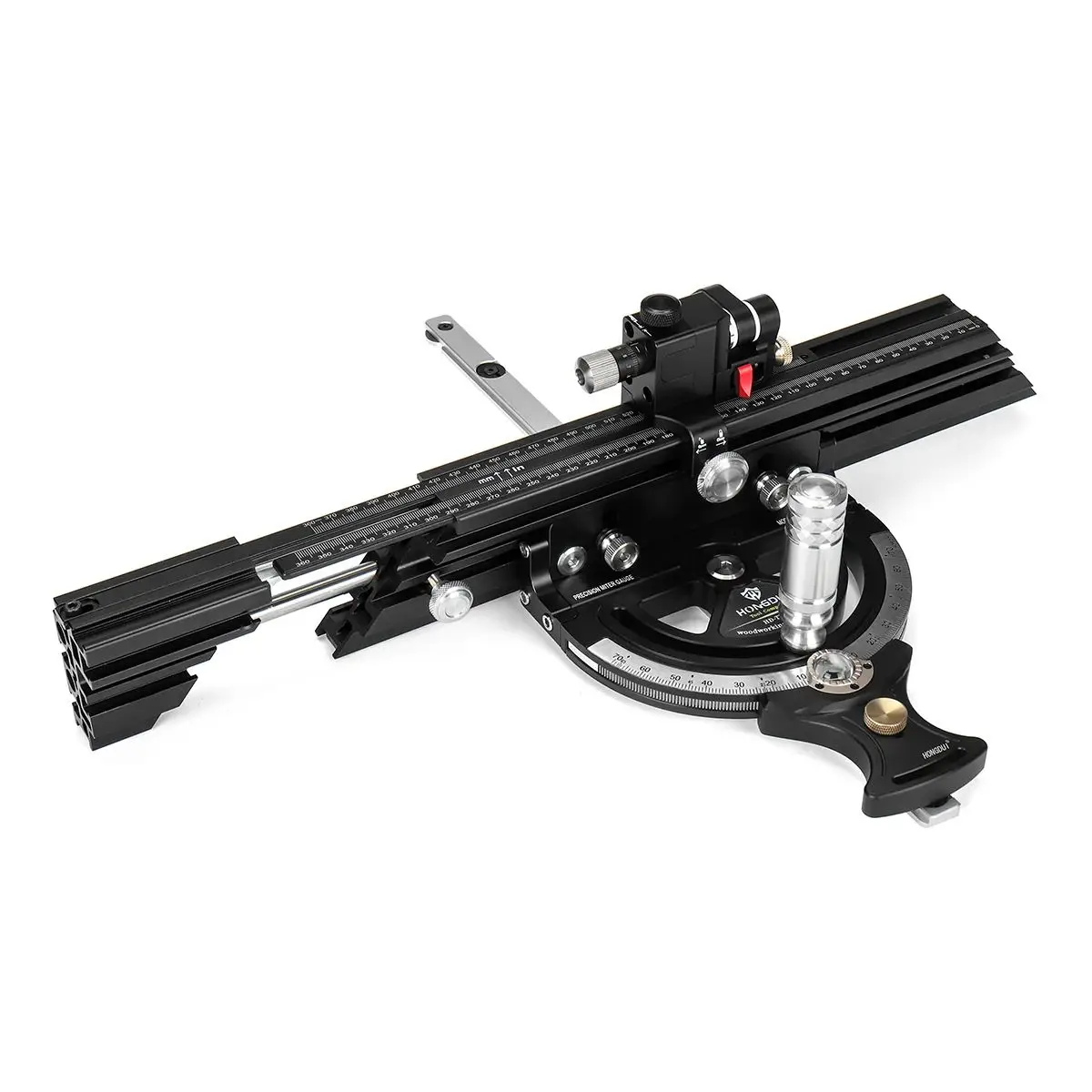 

Встроенный измерительный прибор HONGDUI с увеличенным забором для деревообрабатывающего стола, фрезерный стол, точная настройка угла